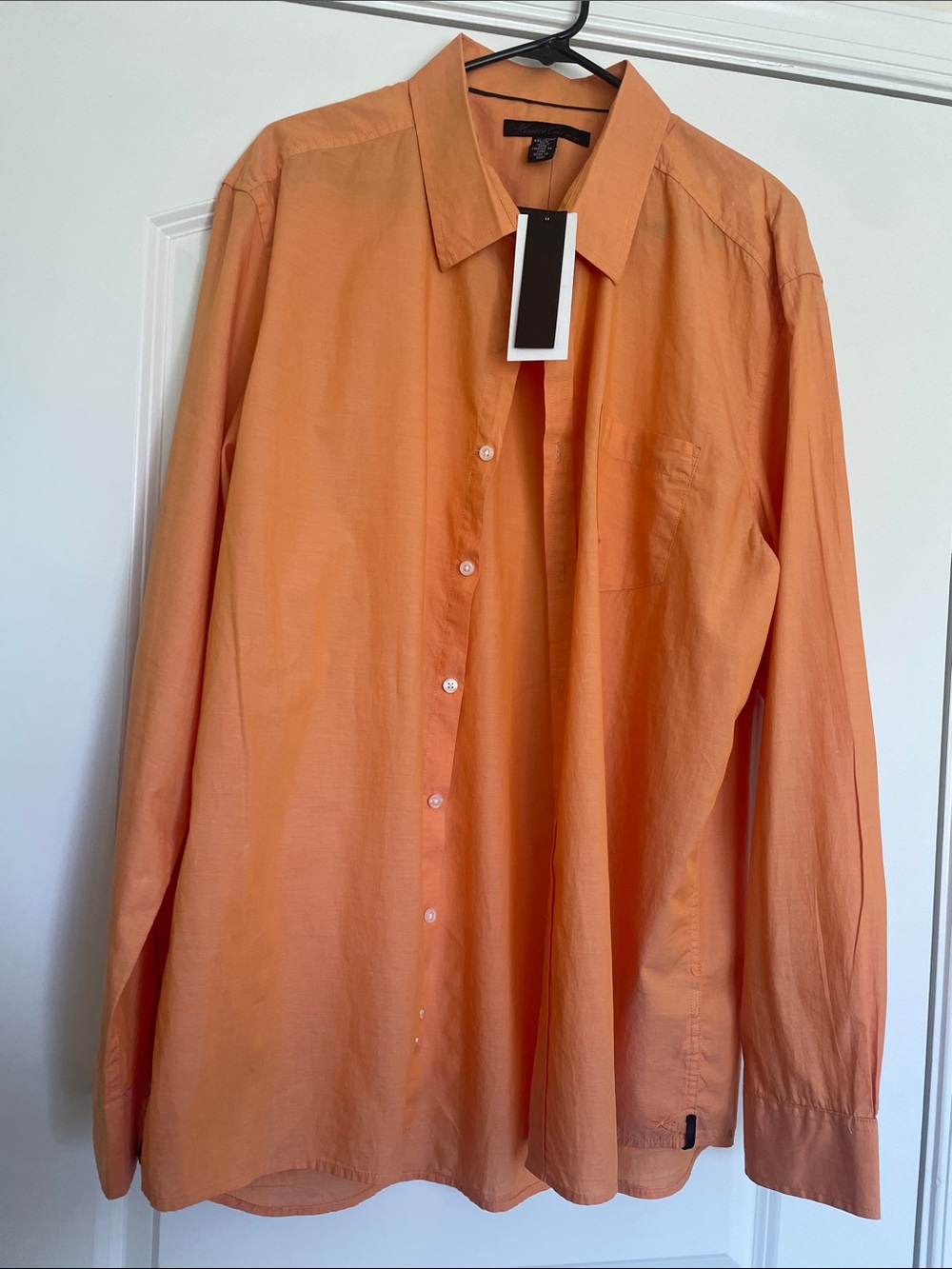 Kenneth Cole Orange Long-Sleeve Button-Up Dress Shirt